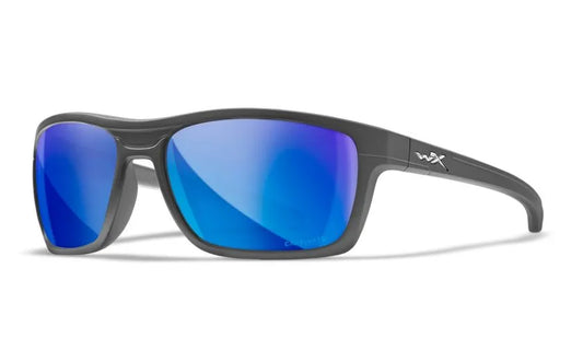 WX KINGPIN, CAPTIVATE™ Polarized Blue Mirror Lenses, Matte Graphite Frame