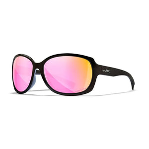 WX MYSTIQUE, CAPTIVATE™ Polarized Rose Gold Mirror Lenses, Gloss Black Frame