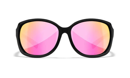 WX MYSTIQUE, CAPTIVATE™ Polarized Rose Gold Mirror Lenses, Gloss Black Frame