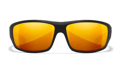 WX OMEGA, CAPTIVATE™ Polarized Bronze Mirror Lenses, Matte Black Frame