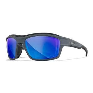 WX OZONE, CAPTIVATE™ Polarized Blue Mirror Lenses, Matte Grey Frame