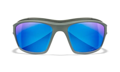 WX OZONE, CAPTIVATE™ Polarized Blue Mirror Lenses, Matte Grey Frame