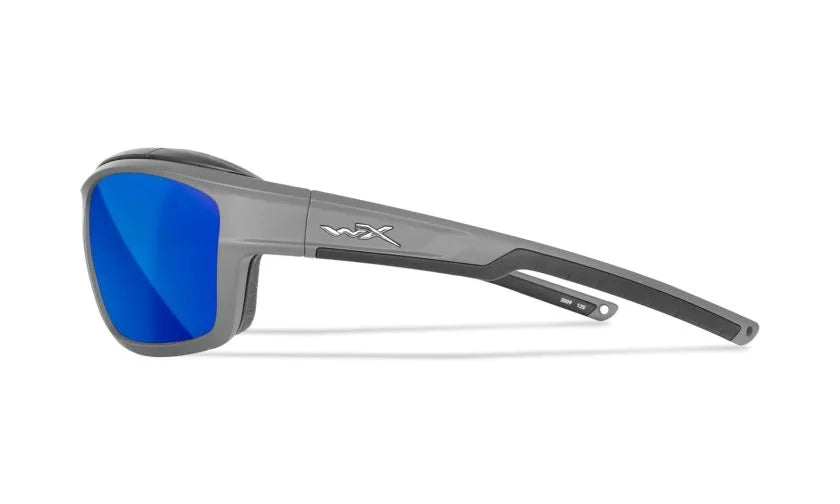WX OZONE, CAPTIVATE™ Polarized Blue Mirror Lenses, Matte Grey Frame