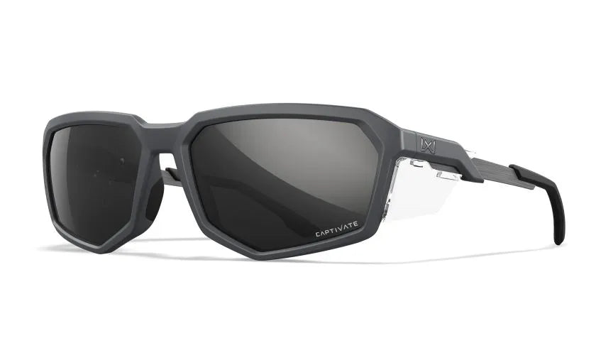 WX RECON, CAPTIVATE™ Polarized Black Mirror Lenses, Matte Grey Frame