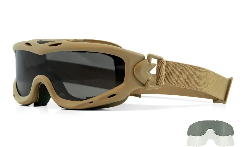 SPEAR, Grey/Clear Lenses, Matte Tan Frame
