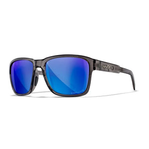 WX TREK, CAPTIVATE™ Polarized Blue Mirror Lenses, Gloss Crystal Dark Grey Frame