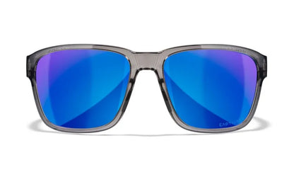 WX TREK, CAPTIVATE™ Polarized Blue Mirror Lenses, Gloss Crystal Dark Grey Frame