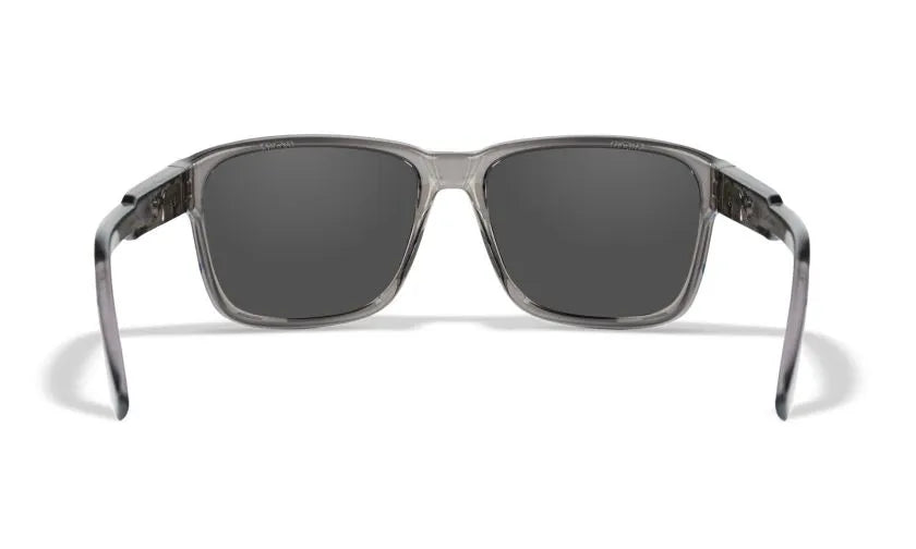 WX TREK, CAPTIVATE™ Polarized Blue Mirror Lenses, Gloss Crystal Dark Grey Frame