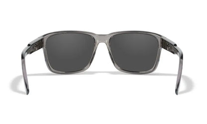 WX TREK, CAPTIVATE™ Polarized Blue Mirror Lenses, Gloss Crystal Dark Grey Frame