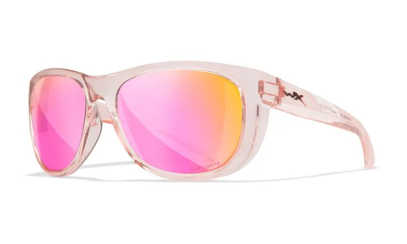 WX WEEKENDER, CAPTIVATE™ Polarized Rose Gold Mirror Lenses, Crystal Blush Frame