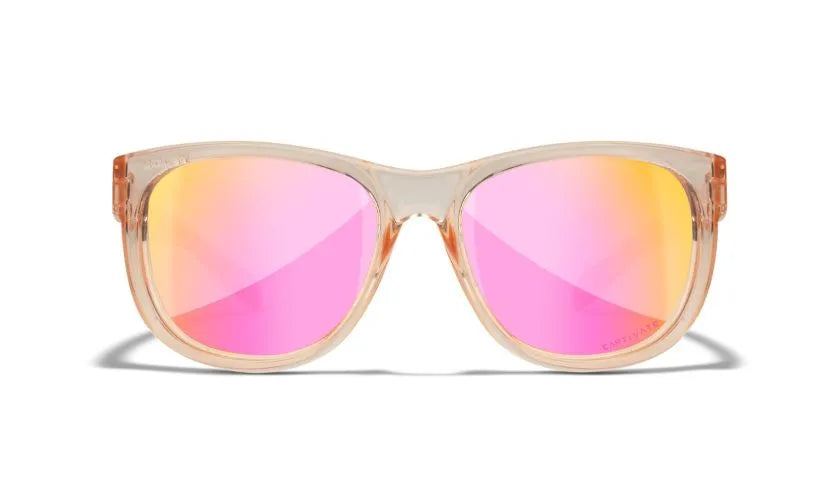 WX WEEKENDER, CAPTIVATE™ Polarized Rose Gold Mirror Lenses, Crystal Blush Frame